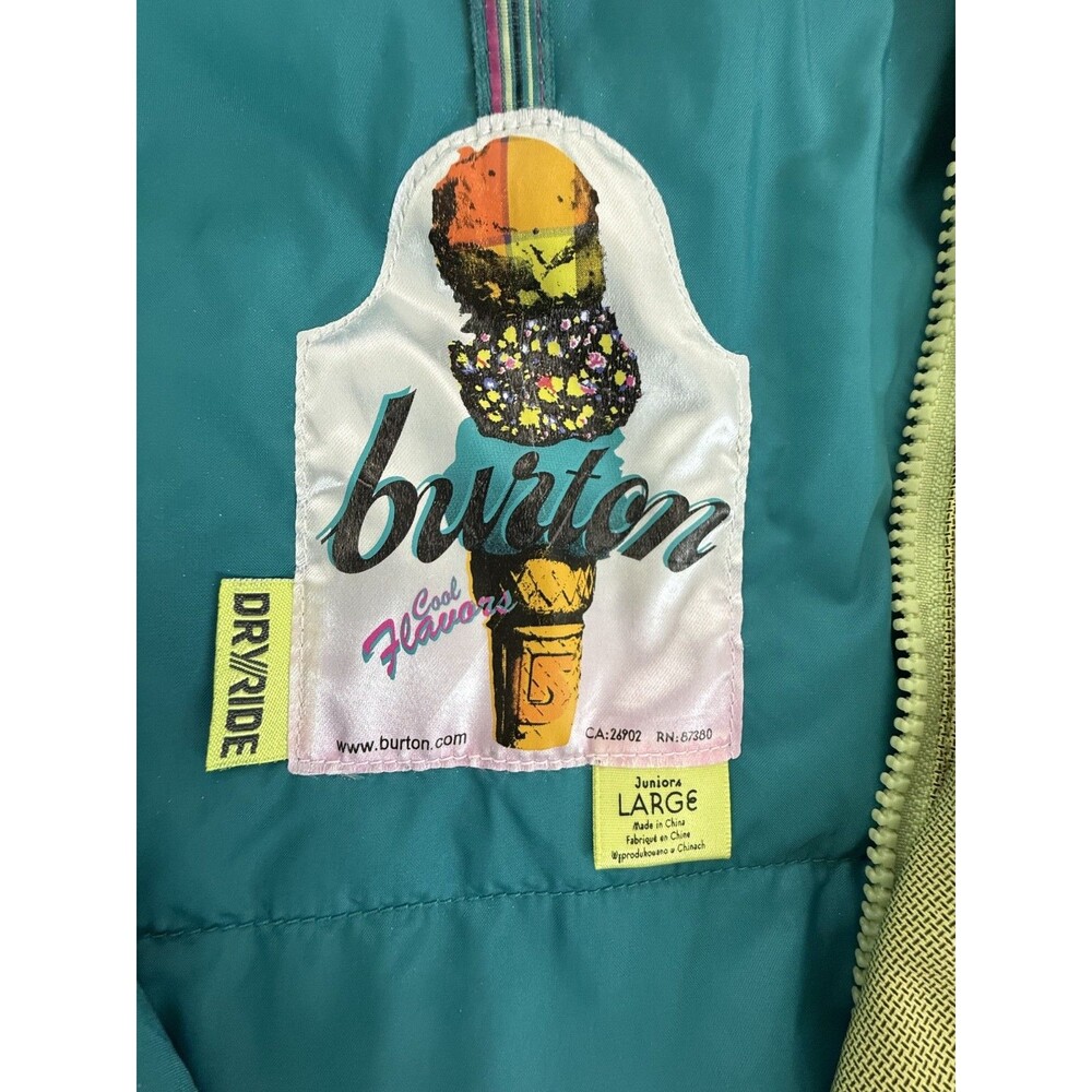 Burton Dryride Cool Flavors Junior Jacket L Medium Green Insulated Hooded - Picture 3 of 16